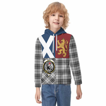 Glen Crest Tartan Kid Hoodie with Lion Rampant Saltire Style