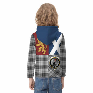 Glen Crest Tartan Kid Hoodie with Lion Rampant Saltire Style