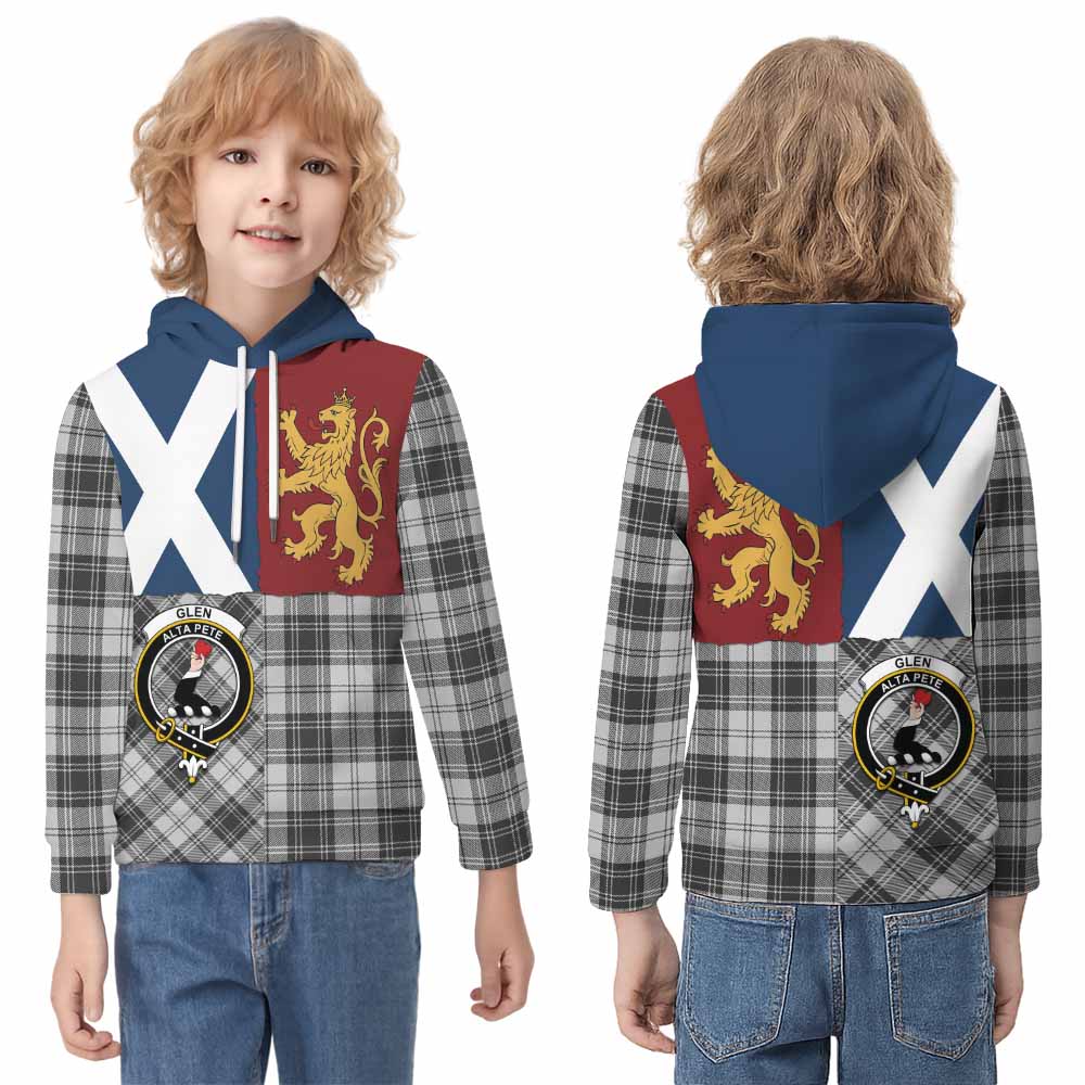 Glen Crest Tartan Kid Hoodie with Lion Rampant Saltire Style - Tartan Vibes Clothing
