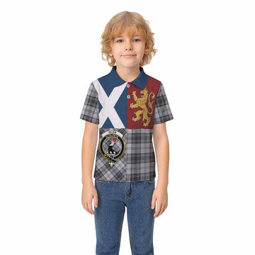 Glen Crest Tartan Kid Polo Shirt with Lion Rampant Saltire Style