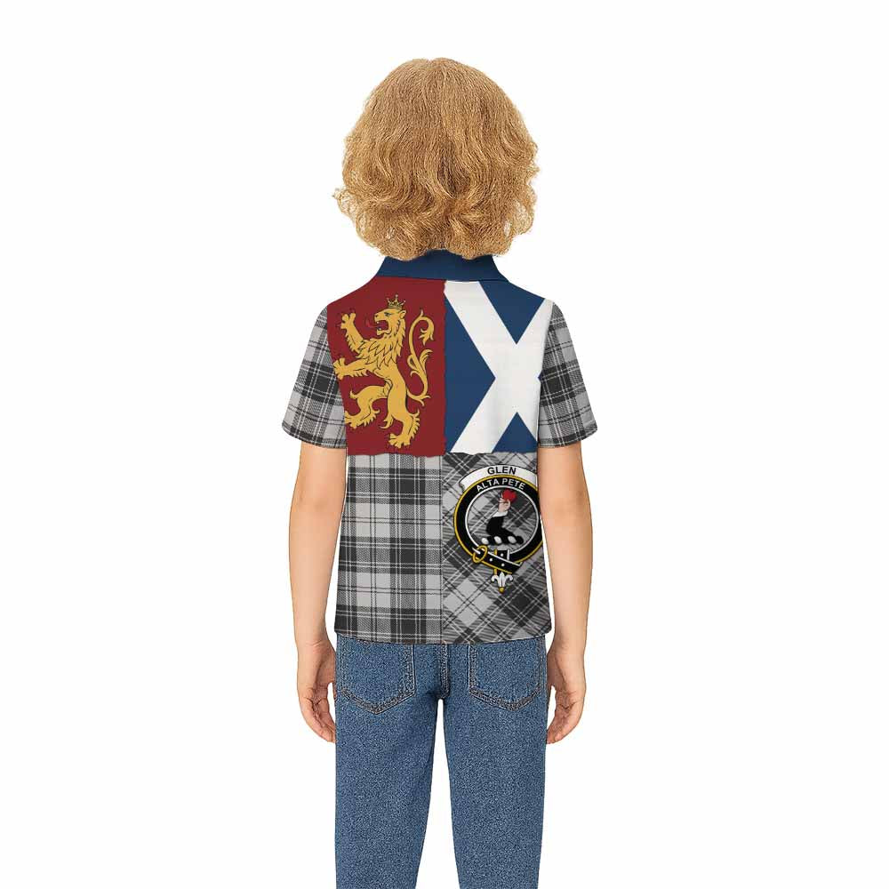 Glen Crest Tartan Kid Polo Shirt with Lion Rampant Saltire Style - Tartan Vibes Clothing