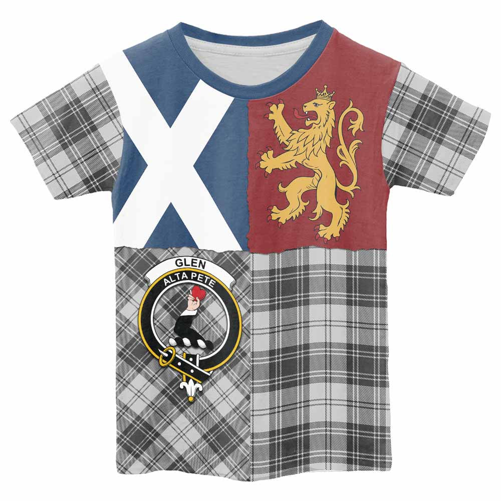 Glen Crest Tartan Kid T-shirt with Lion Rampant Saltire Style - Tartan Vibes Clothing