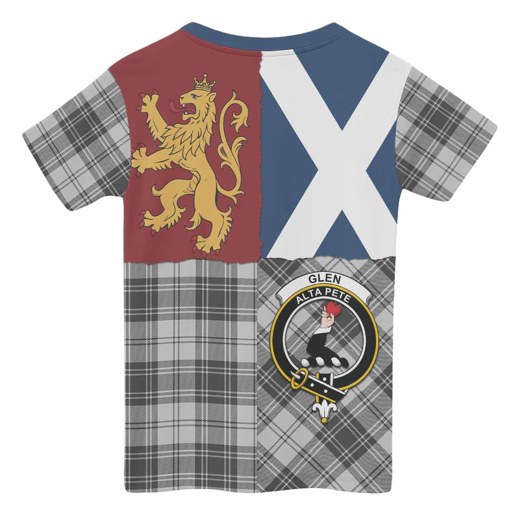 Glen Crest Tartan Kid T-shirt with Lion Rampant Saltire Style - Tartan Vibes Clothing