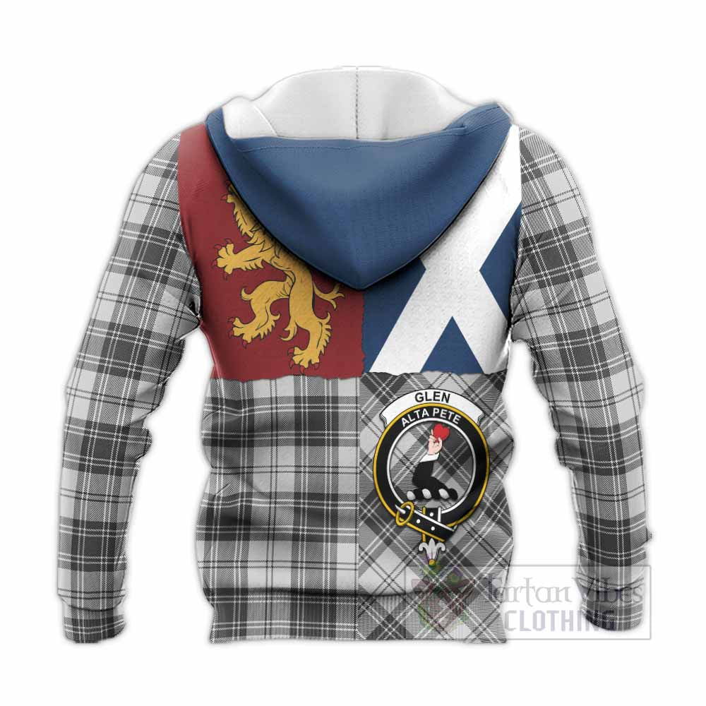 Glen Crest Tartan Knitted Hoodie with Lion Rampant Saltire Style