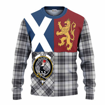 Glen Crest Tartan Knitted Sweater with Lion Rampant Saltire Style
