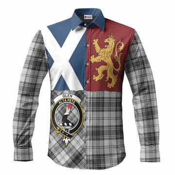 Glen Crest Tartan Long Sleeve Button Shirts with Lion Rampant Saltire Style