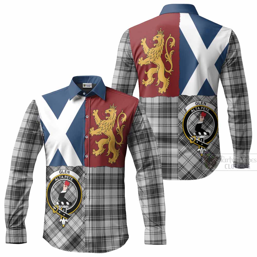 Glen Crest Tartan Long Sleeve Button Shirts with Lion Rampant Saltire Style