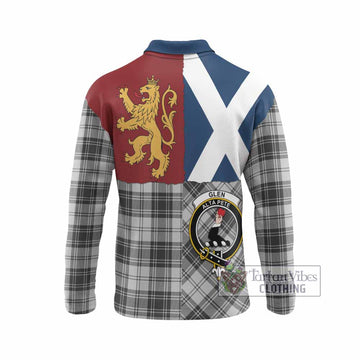 Glen Crest Tartan Long Sleeve Polo Shirt with Lion Rampant Saltire Style