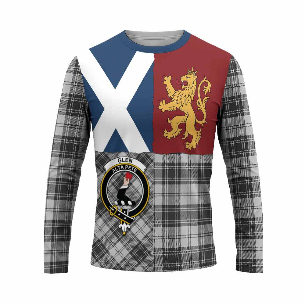 Glen Crest Tartan Long Sleeve T-Shirt with Lion Rampant Saltire Style