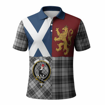 Glen Crest Tartan Polo Shirt with Lion Rampant Saltire Style