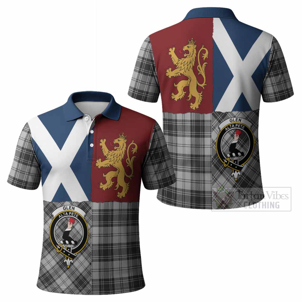 Glen Crest Tartan Polo Shirt with Lion Rampant Saltire Style