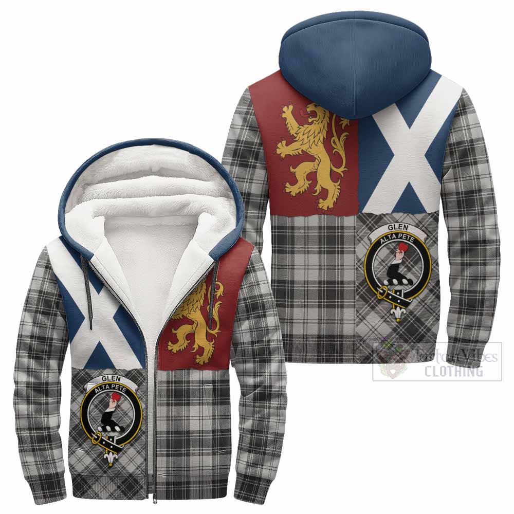 Glen Crest Tartan Sherpa Hoodie with Lion Rampant Saltire Style
