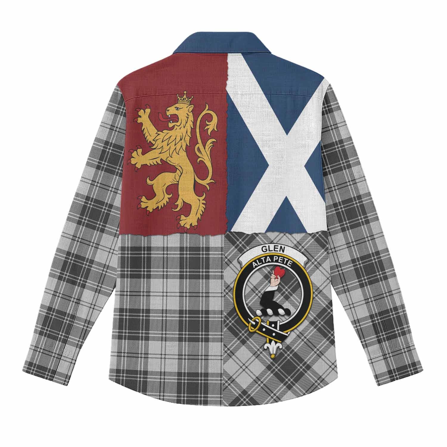 Glen Crest Tartan Women Casual Shirt with Lion Rampant Saltire Style