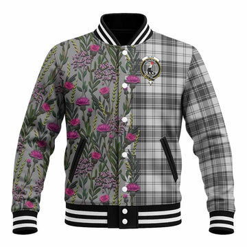 Glen Family Crest Tartan Baseball Jacket Scottish Thistle Flower Pattern Half Style