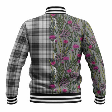 Glen Family Crest Tartan Baseball Jacket Scottish Thistle Flower Pattern Half Style