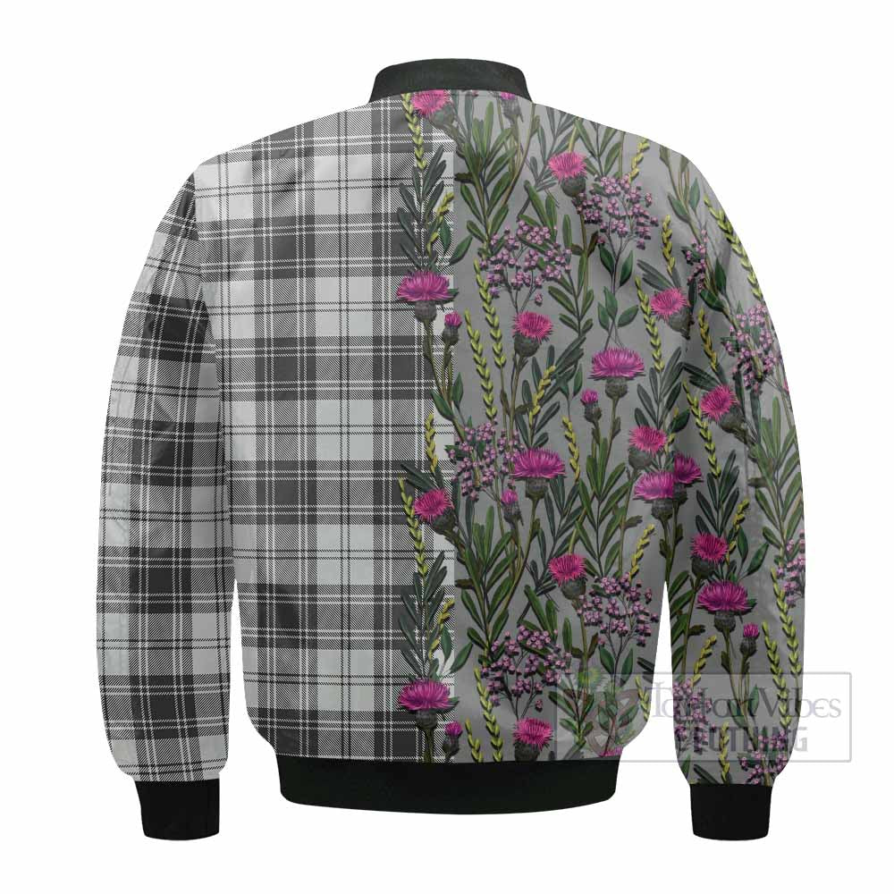 Glen Family Crest Tartan Bomber Jacket Scottish Thistle Flower Pattern Half Style - Tartan Vibes Clothing