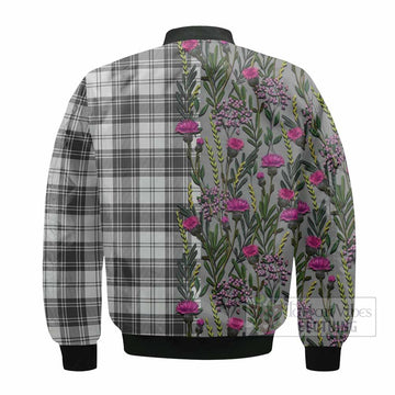 Glen Family Crest Tartan Bomber Jacket Scottish Thistle Flower Pattern Half Style