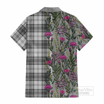 Glen Family Crest Tartan Cotton Hawaiian Shirt Scottish Thistle Flower Pattern Half Style - Tartan Vibes Clothing