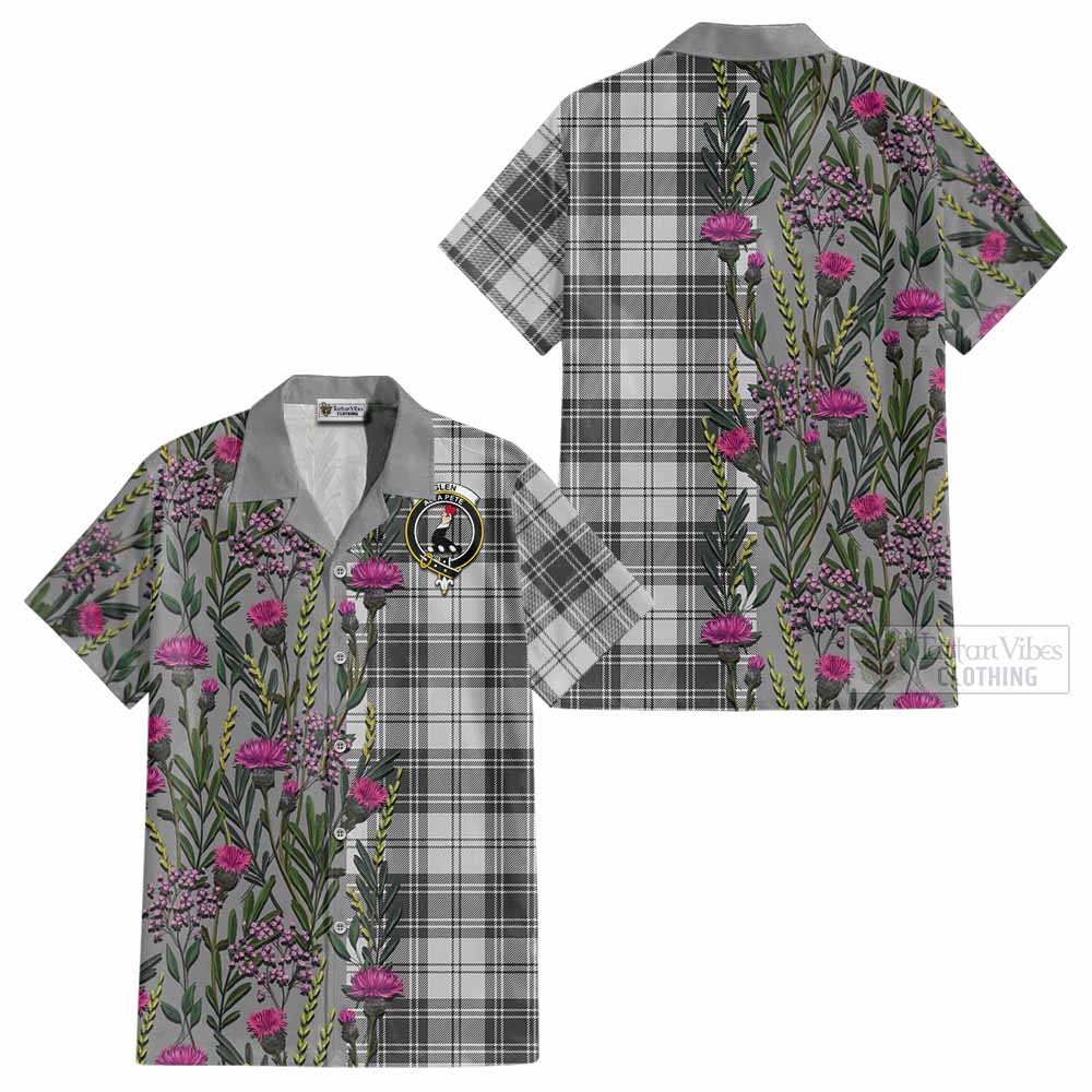 Glen Family Crest Tartan Cotton Hawaiian Shirt Scottish Thistle Flower Pattern Half Style - Tartan Vibes Clothing