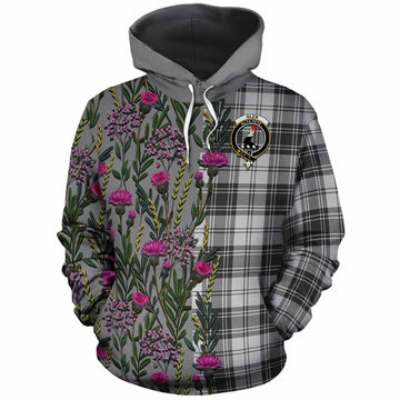 Glen Family Crest Tartan Cotton Hoodie Scottish Thistle Flower Pattern Half Style