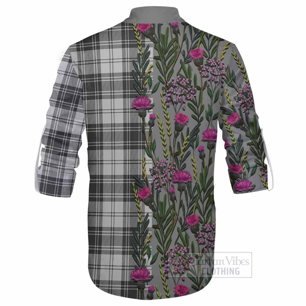 Glen Family Crest Tartan Ghillie Shirt Scottish Thistle Flower Pattern Half Style - Tartan Vibes Clothing