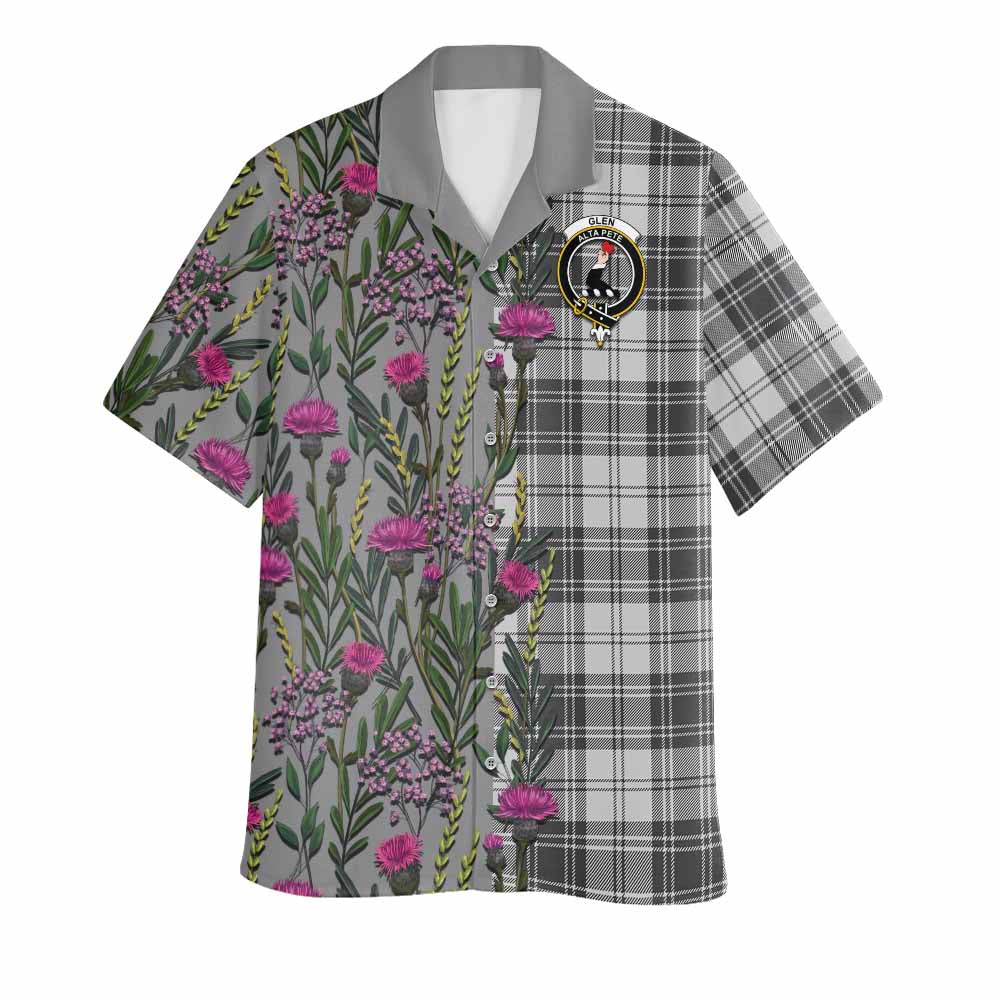 Glen Family Crest Tartan Hawaiian Shirt Scottish Thistle Flower Pattern Half Style - Tartan Vibes Clothing