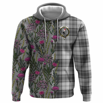 Glen Family Crest Tartan Hoodie Scottish Thistle Flower Pattern Half Style