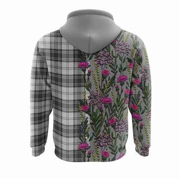 Glen Family Crest Tartan Hoodie Scottish Thistle Flower Pattern Half Style
