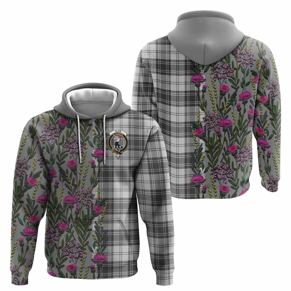 Glen Family Crest Tartan Hoodie Scottish Thistle Flower Pattern Half Style - Tartan Vibes Clothing