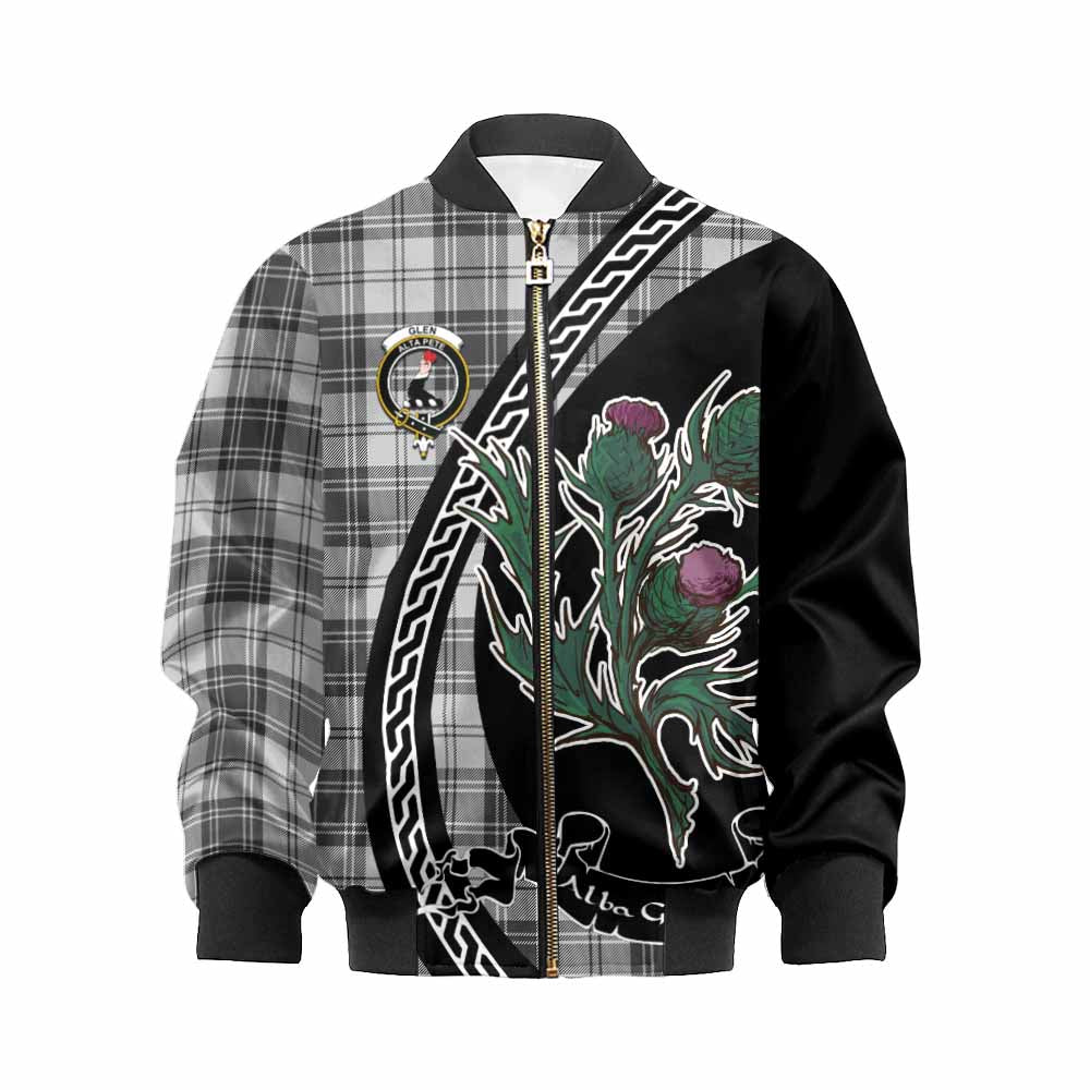 Glen Family Crest Tartan Kid Bomber Jacket Alba Thistle Inspired - Tartan Vibes Clothing