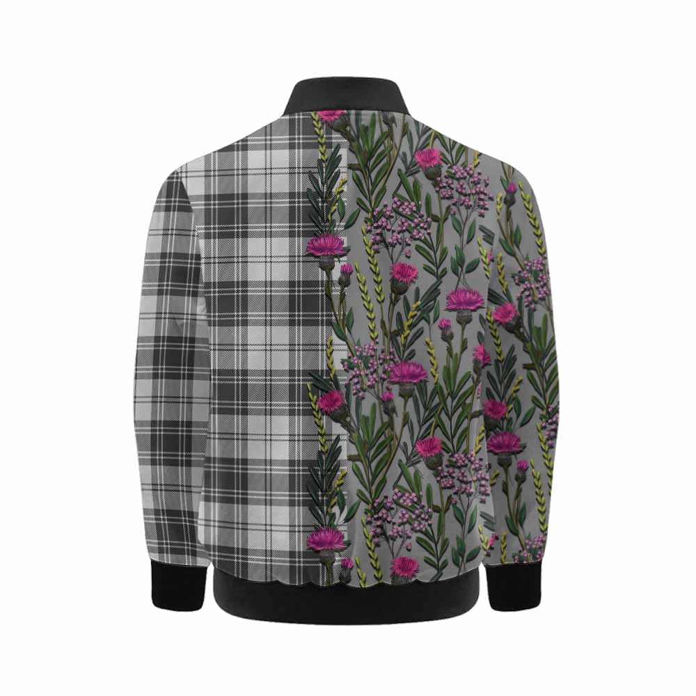 Glen Family Crest Tartan Kid Bomber Jacket Scottish Thistle Flower Pattern Half Style - Tartan Vibes Clothing