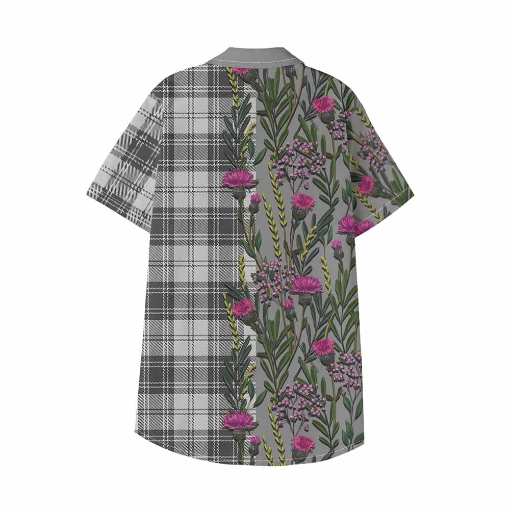 Glen Family Crest Tartan Kid Hawaiian Shirt Scottish Thistle Flower Pattern Half Style - Tartan Vibes Clothing