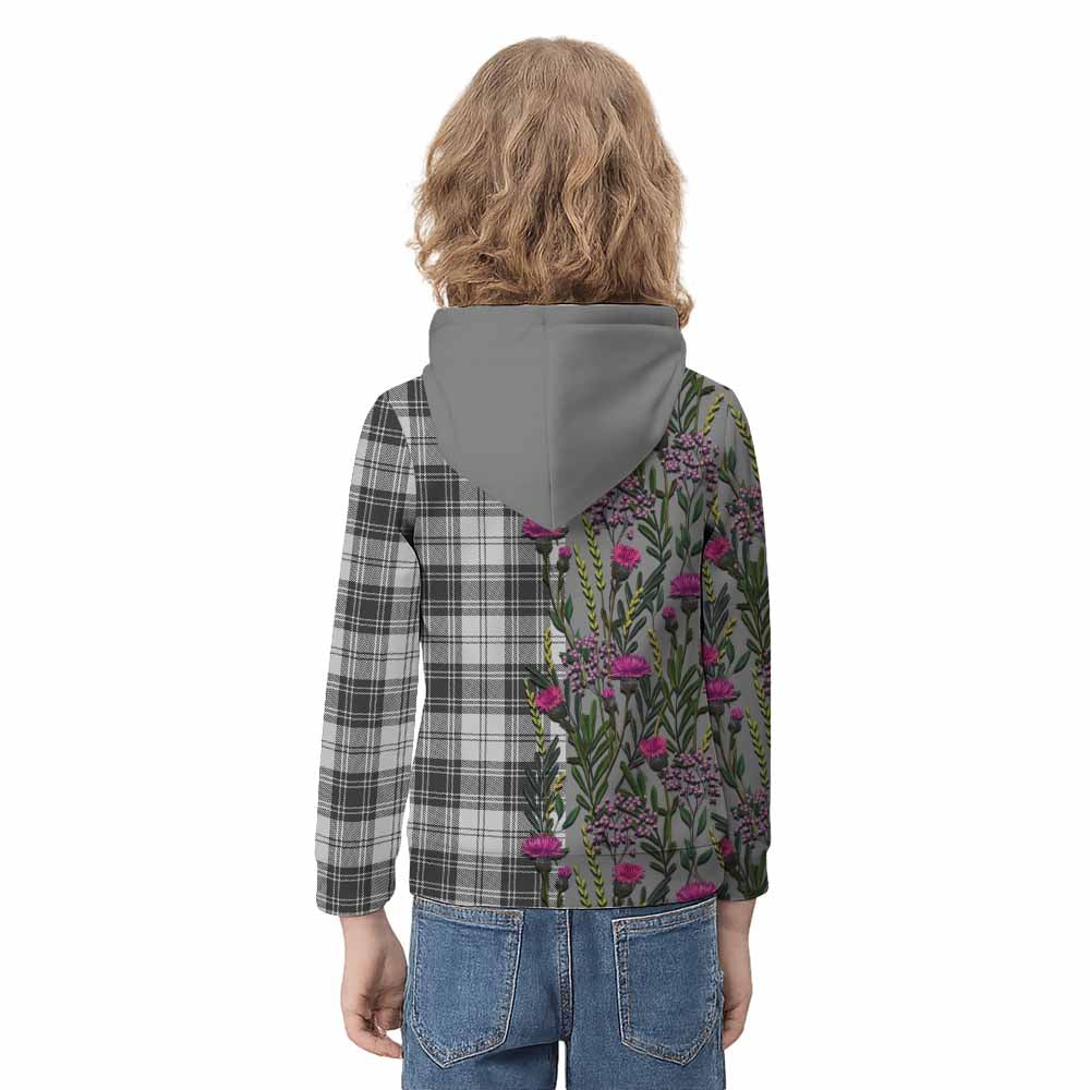 Glen Family Crest Tartan Kid Hoodie Scottish Thistle Flower Pattern Half Style - Tartan Vibes Clothing