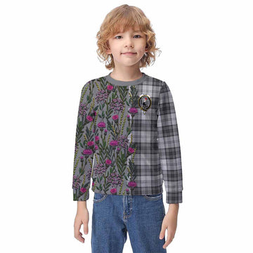 Glen Family Crest Tartan Kid Knitted Sweatshirt Scottish Thistle Flower Pattern Half Style