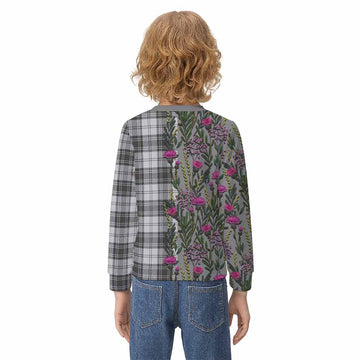 Glen Family Crest Tartan Kid Knitted Sweatshirt Scottish Thistle Flower Pattern Half Style