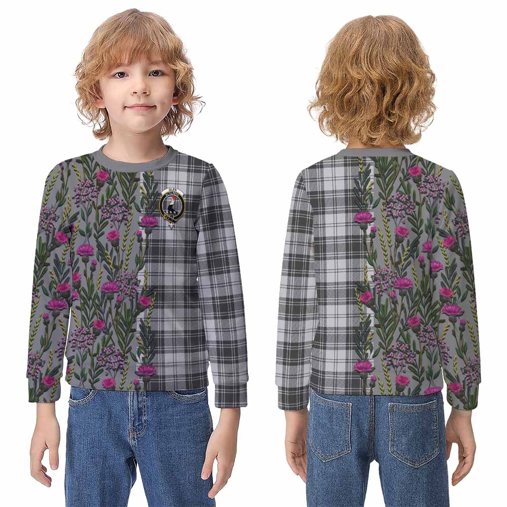 Glen Family Crest Tartan Kid Knitted Sweatshirt Scottish Thistle Flower Pattern Half Style - Tartan Vibes Clothing