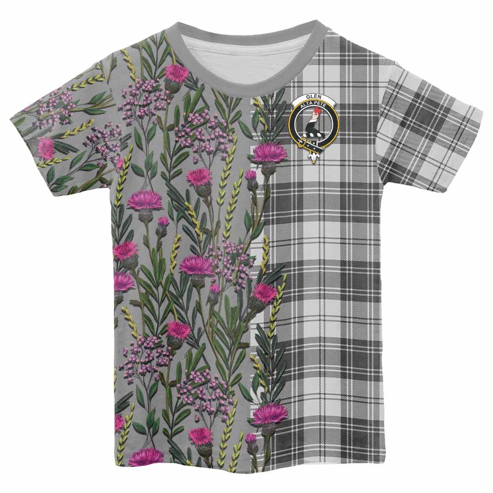Glen Family Crest Tartan Kid T-shirt Scottish Thistle Flower Pattern Half Style - Tartan Vibes Clothing
