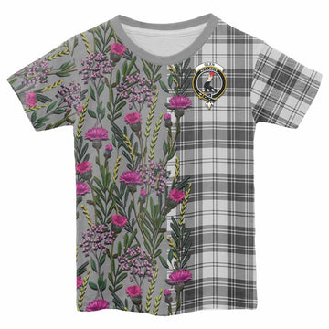 Glen Family Crest Tartan Kid T-shirt Scottish Thistle Flower Pattern Half Style - Tartan Vibes Clothing