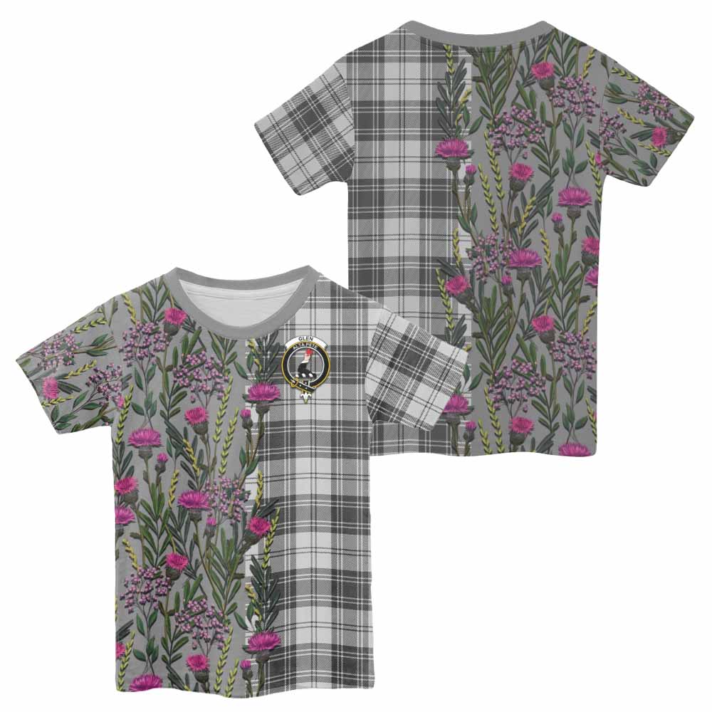 Glen Family Crest Tartan Kid T-shirt Scottish Thistle Flower Pattern Half Style - Tartan Vibes Clothing