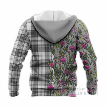 Glen Family Crest Tartan Knitted Hoodie Scottish Thistle Flower Pattern Half Style