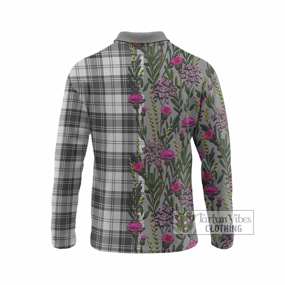 Glen Family Crest Tartan Long Sleeve Polo Shirt Scottish Thistle Flower Pattern Half Style - Tartan Vibes Clothing