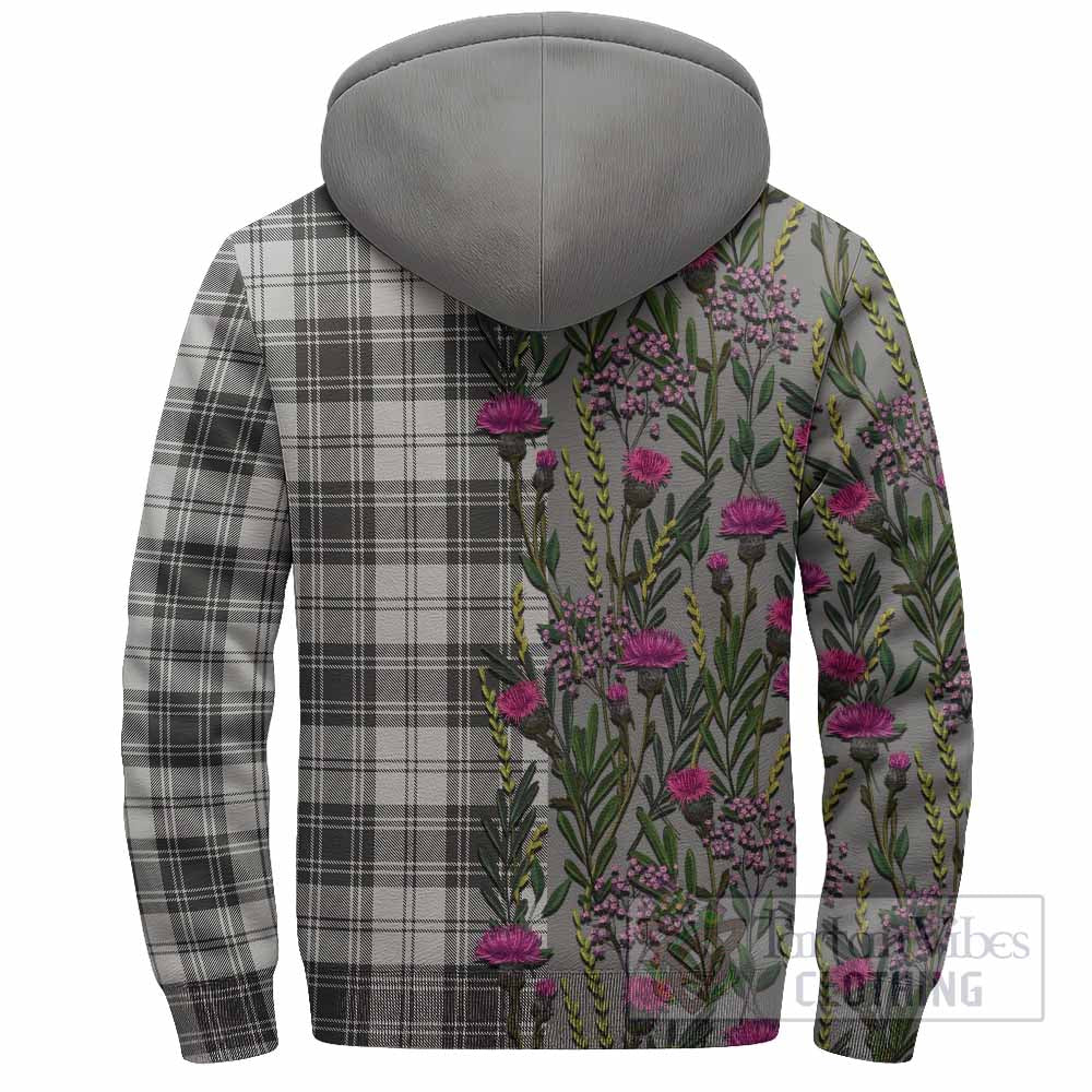Glen Family Crest Tartan Sherpa Hoodie Scottish Thistle Flower Pattern Half Style - Tartan Vibes Clothing
