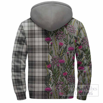 Glen Family Crest Tartan Sherpa Hoodie Scottish Thistle Flower Pattern Half Style