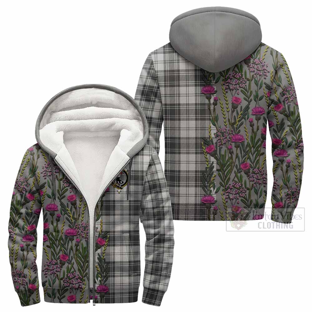 Glen Family Crest Tartan Sherpa Hoodie Scottish Thistle Flower Pattern Half Style - Tartan Vibes Clothing