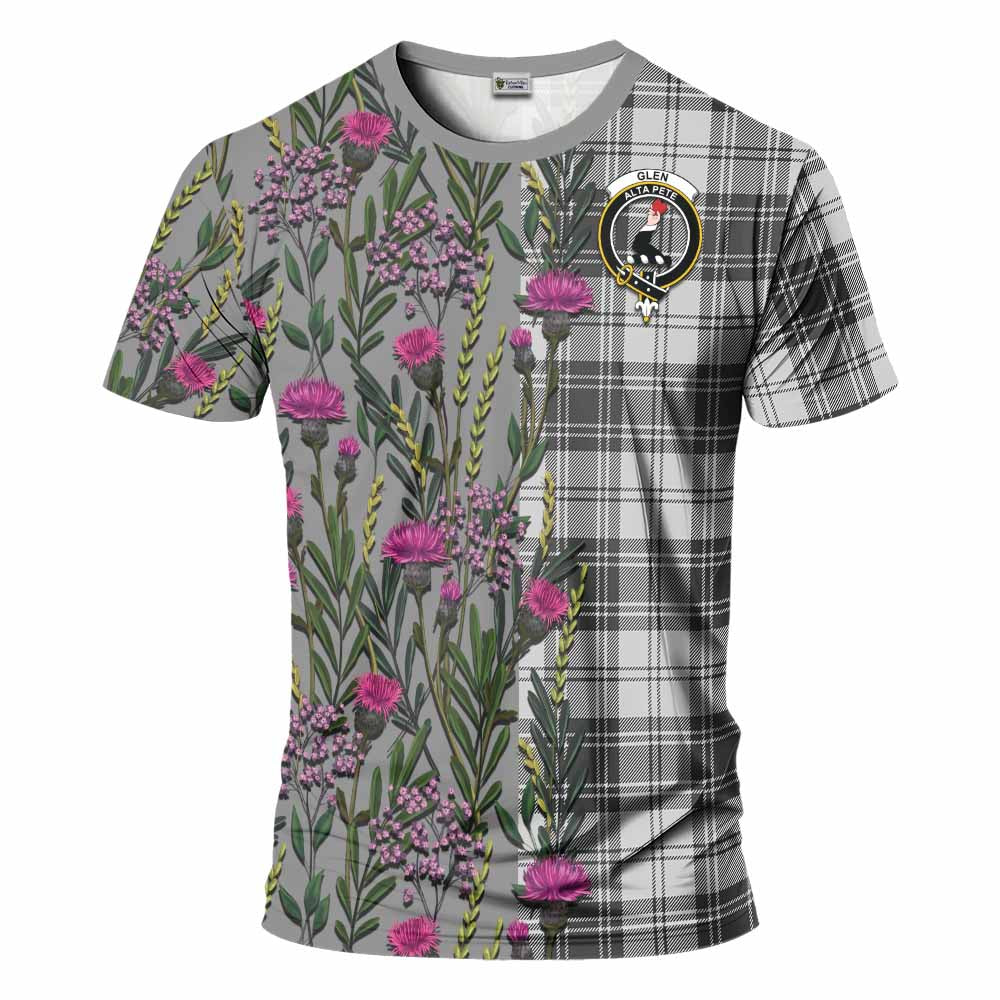 Glen Family Crest Tartan T-Shirt Scottish Thistle Flower Pattern Half Style - Tartan Vibes Clothing