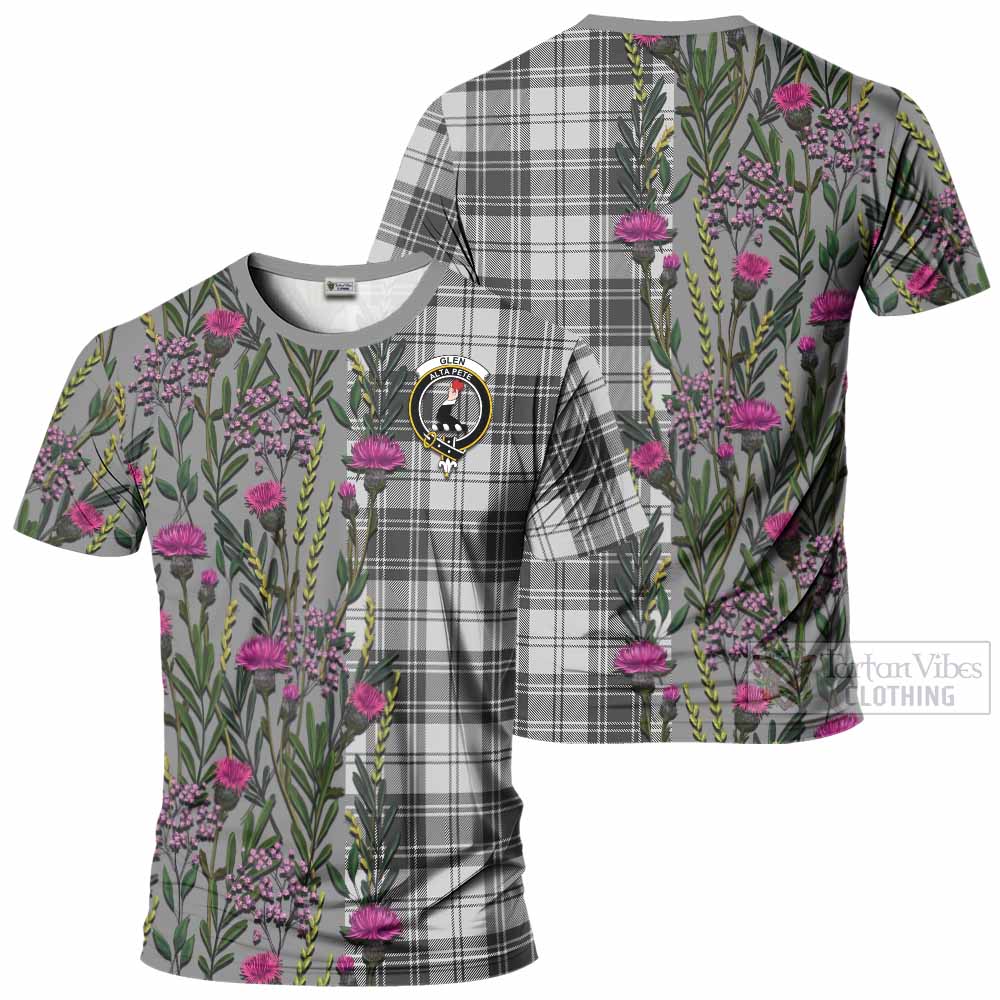Glen Family Crest Tartan T-Shirt Scottish Thistle Flower Pattern Half Style - Tartan Vibes Clothing