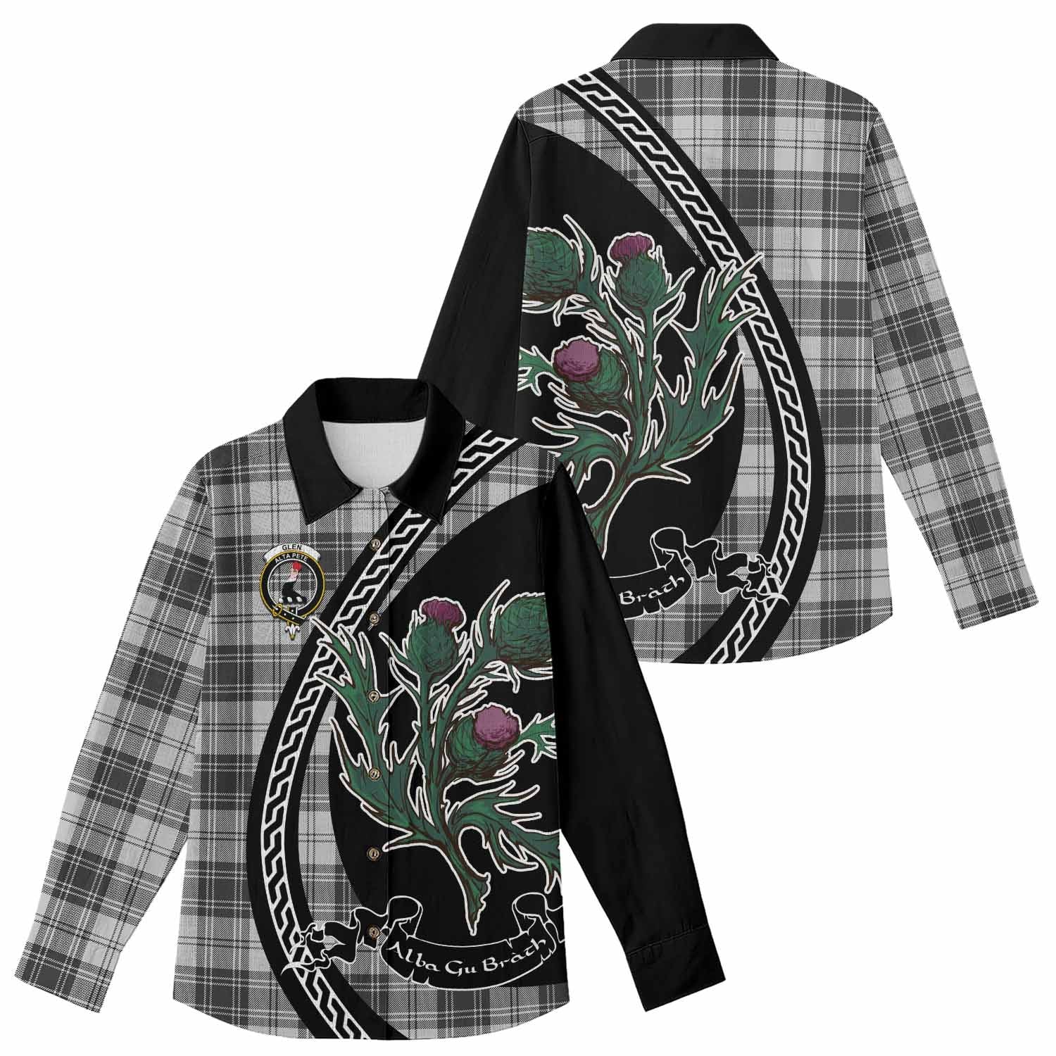 Glen Family Crest Tartan Women Casual Shirt Alba Thistle Inspired - Tartan Vibes Clothing