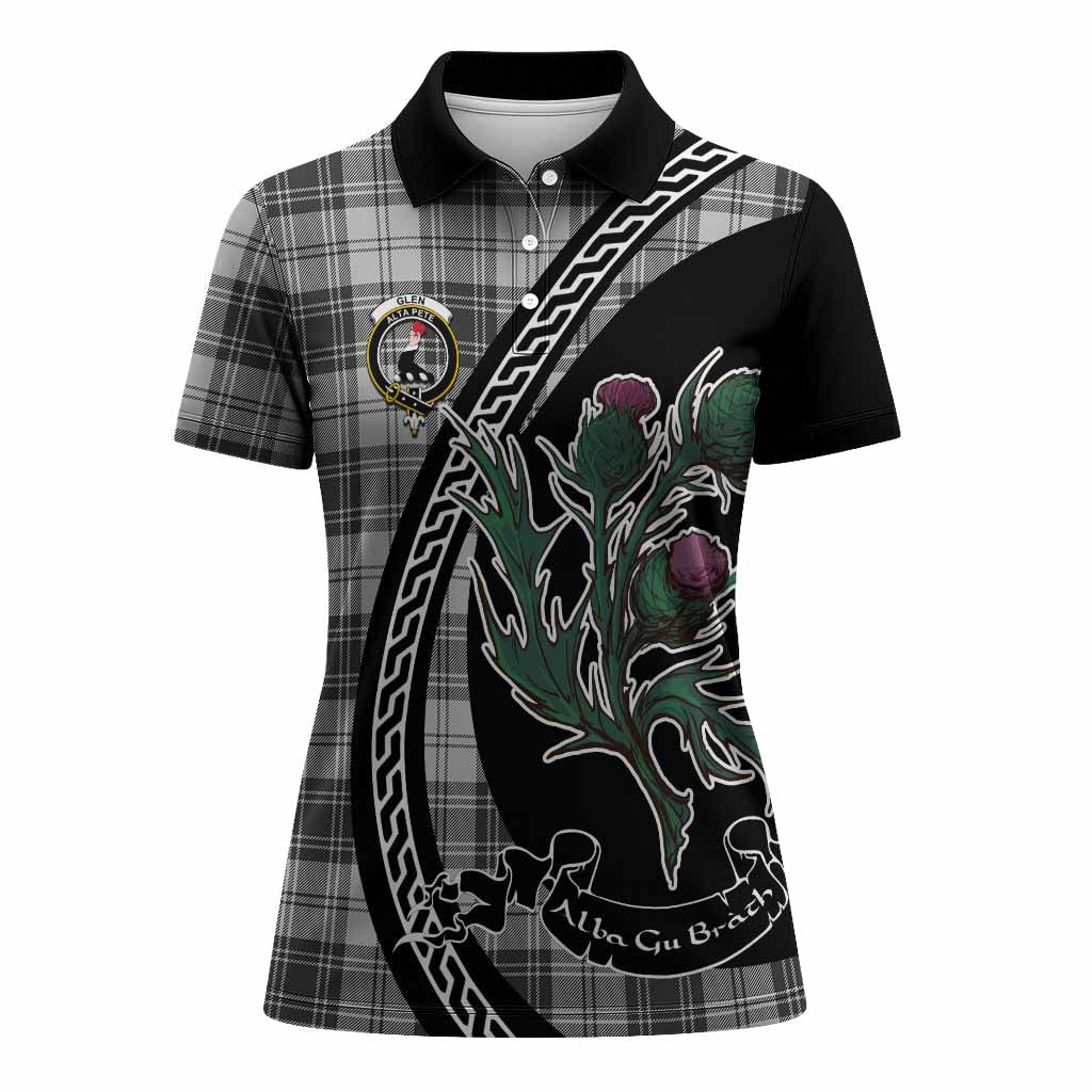 Glen Family Crest Tartan Women Polo Shirt Alba Thistle Inspired - Tartan Vibes Clothing