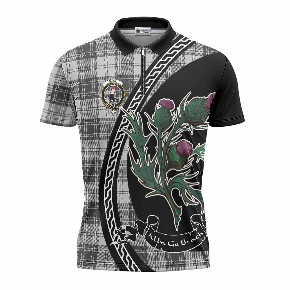 Glen Family Crest Tartan Zipper Polo Shirt Alba Thistle Inspired - Tartan Vibes Clothing