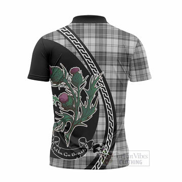 Glen Family Crest Tartan Zipper Polo Shirt Alba Thistle Inspired